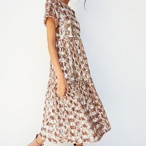 NWT Anthropologie Maeve Sequin tired midi dress